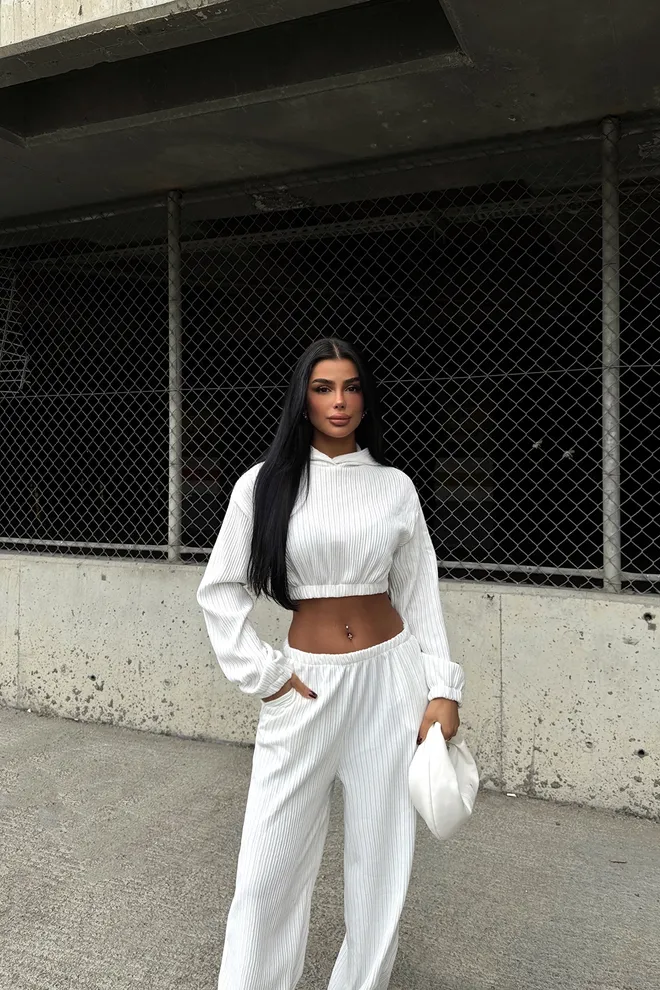 EYYO ATELIER Conjunto Esportivo Com Calça Branco Roupas por atacado Ginásio
