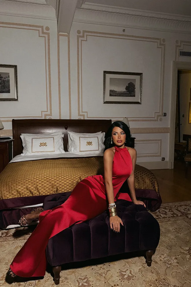 EYYO ATELIER Kırmızı Saten Elbise Toptan Giyim Sevgililer Günü