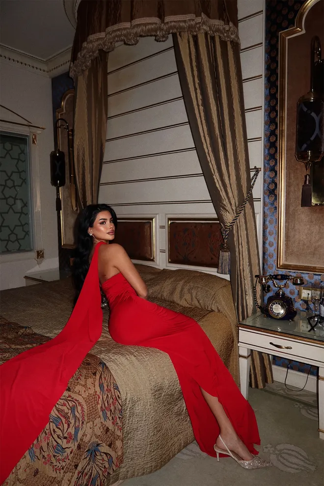 EYYO ATELIER Rochie Roșie Coraline Cu Cravată Multifuncțională Îmbrăcăminte cu ridicata Nuntă