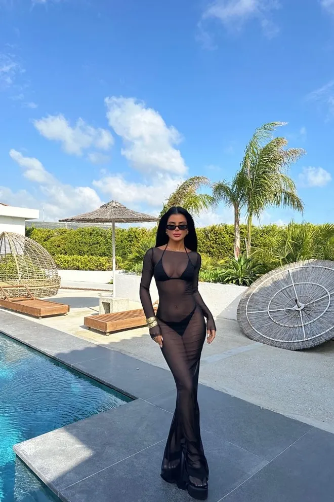 EYYO ATELIER Vestido Largo Básico Negro Ropa al por mayor Sexy