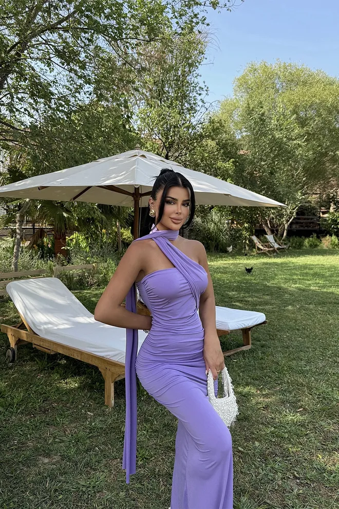 EYYO ATELIER Rochie Mov Fără Bretele Îmbrăcăminte cu ridicata Poliester