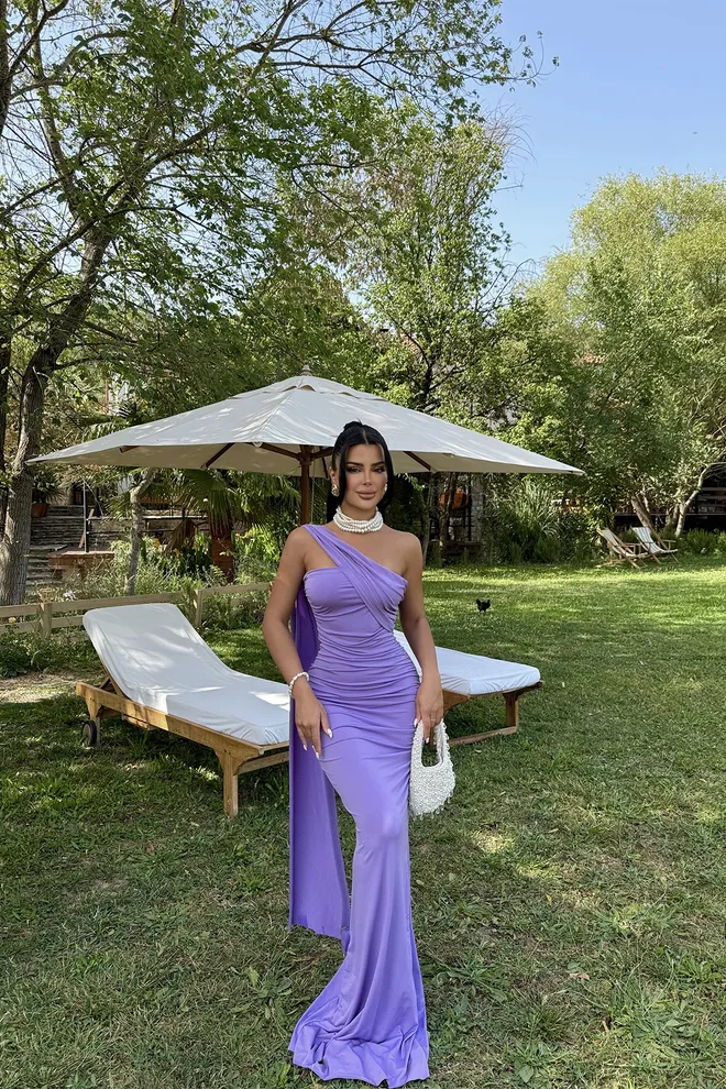 EYYO ATELIER Rochie Mov Fără Bretele Îmbrăcăminte cu ridicata Elegant