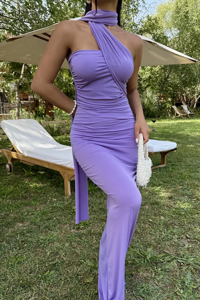EYYO ATELIER Rochie Mov Fără Bretele Îmbrăcăminte cu ridicata Sexy