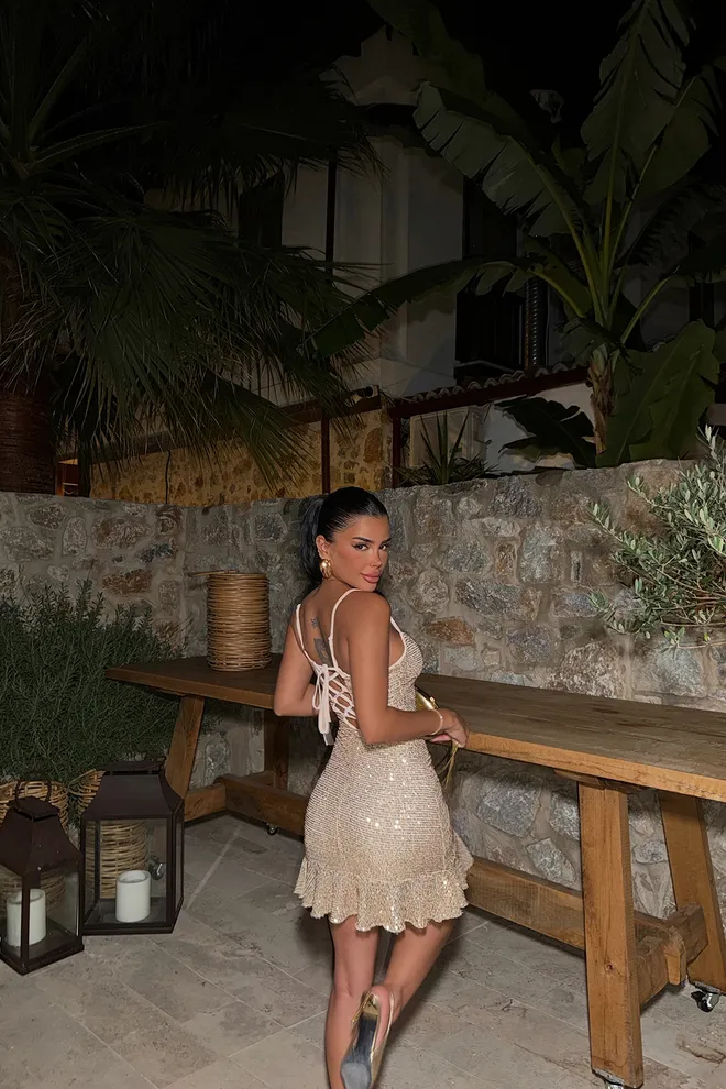 EYYO ATELIER Minivestido Com Alça Dourada Roupas por atacado 6