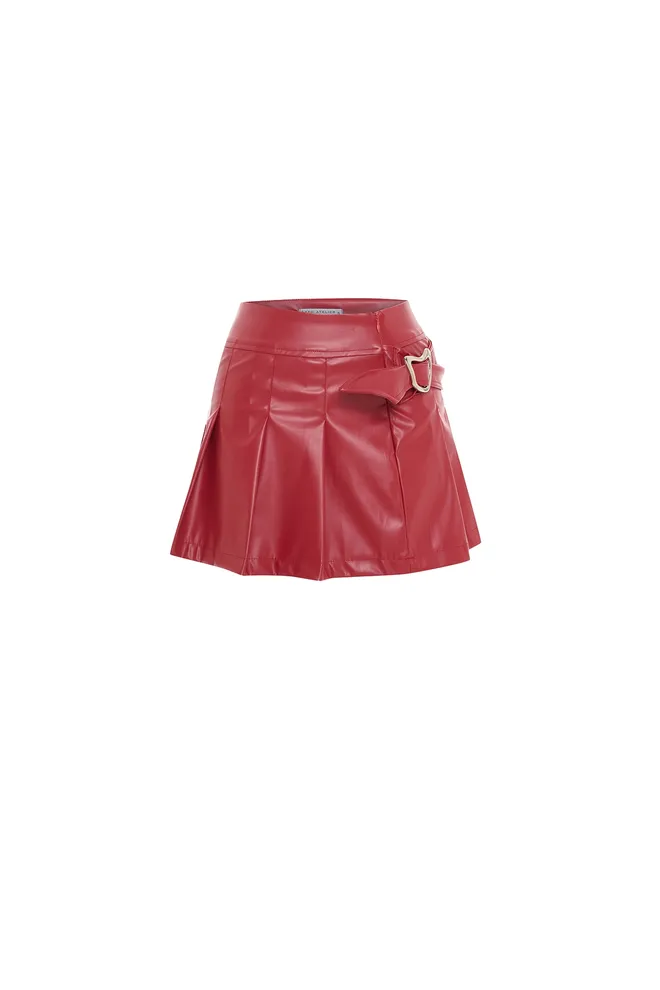 EYYO ATELIER Rok Met Riemdetail Rood Groothandel Kleding Casual