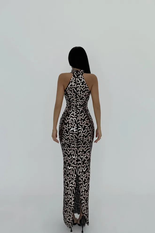 EYYO ATELIER Многоцветное Платье Shion С Пайетками Оптовая продажа одежды Вечер