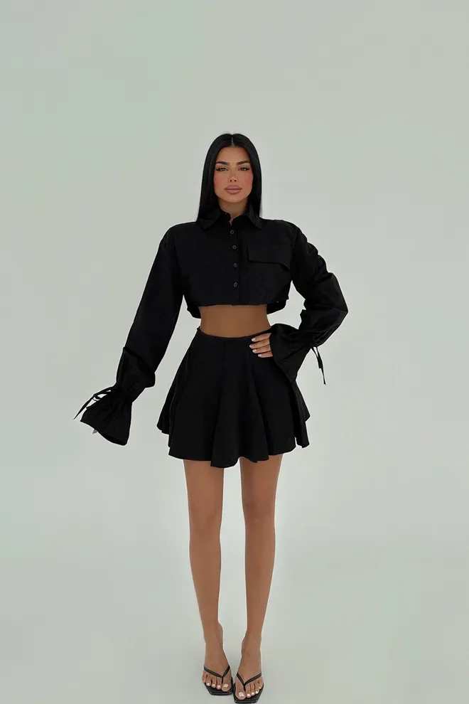 EYYO ATELIER Traje De Falda Negro Ropa al por mayor Elegante