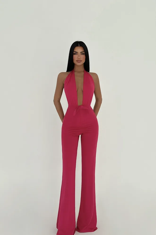 EYYO ATELIER Macacão Maly Fúcsia Roupas por atacado Poliéster