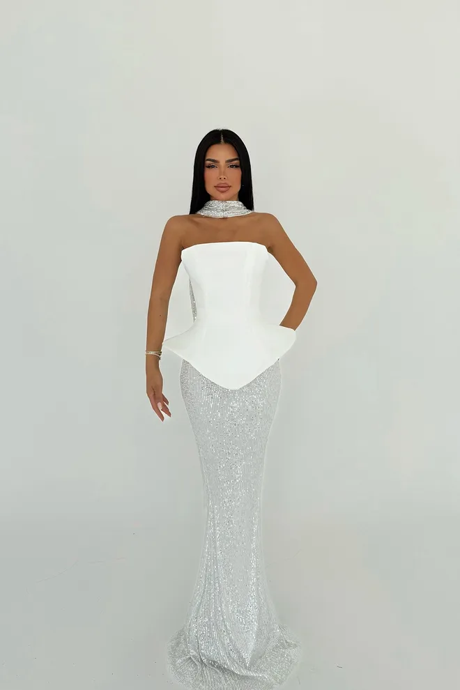 EYYO ATELIER Robe De Soirée Viona Avec Jupe Et Haut Couleurs Mélangées Vêtements en gros Élégant