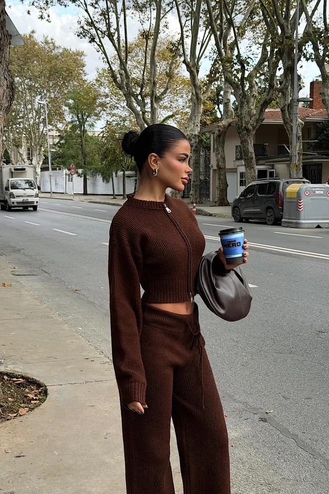 EYYO ATELIER Brown Casual Sport Elegant Suit Wholesale Clothing Lounge