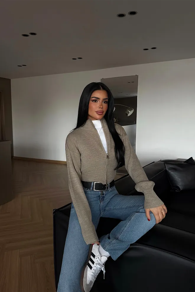 EYYO ATELIER Rebeca Caqui Slim Fit Corto Con Cremallera Ropa al por mayor Casual