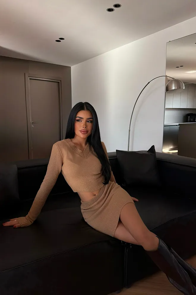 EYYO ATELIER Set Smeđa Elegantan Bodycon Veleprodaja odjeće Ležerni