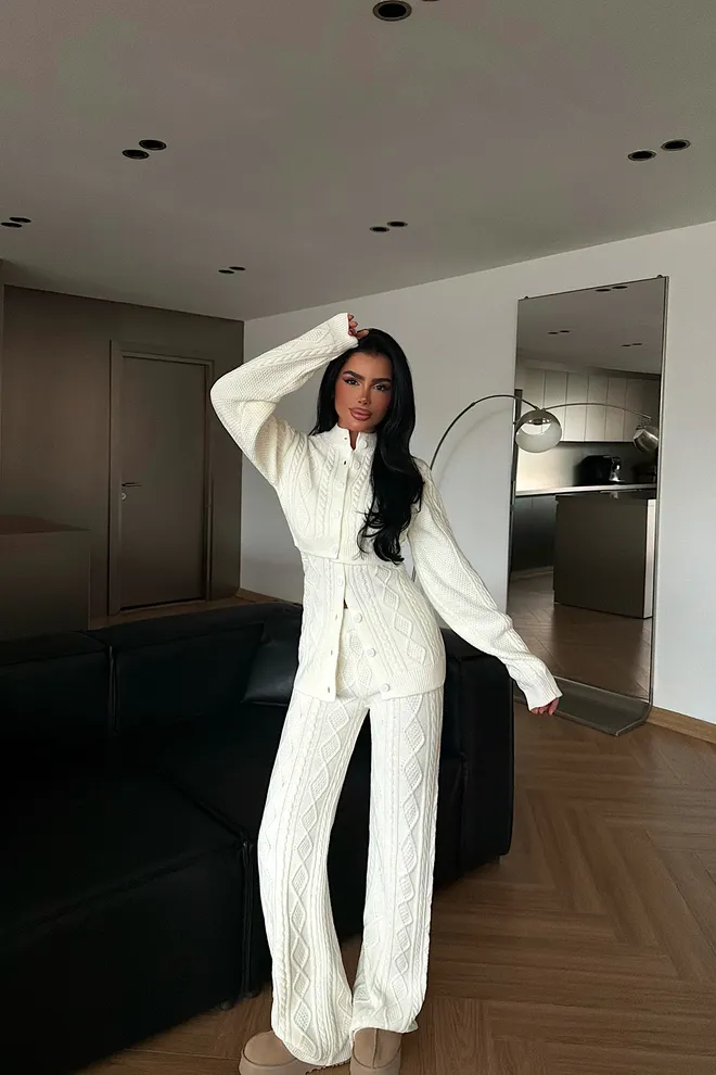 EYYO ATELIER Komplet Biały Jeden Kolor Elegancki Casual Hurtowa sprzedaż odzieży Casual