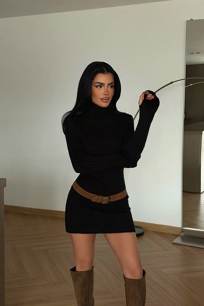 EYYO ATELIER Črna Elegantna Seksi Priložnostna Formalna Obleka Bodycon Oblačila na debelo 1