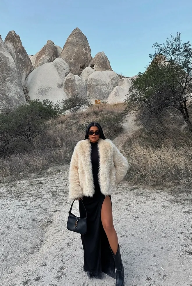 EYYO ATELIER Yellow Rufina Fur Coat Toptan Giyim 0