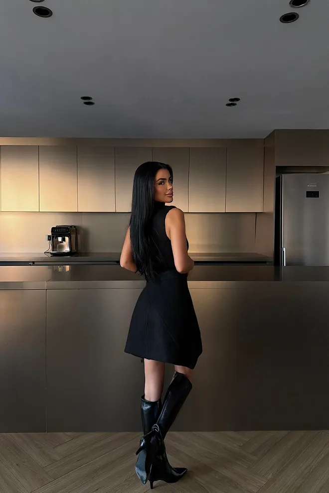 EYYO ATELIER Elegant Black Fit And Flare Mini Dress Wholesale Clothing Fall