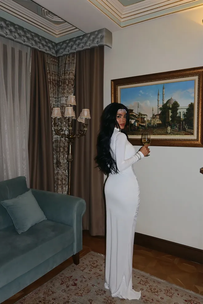 EYYO ATELIER Длинное Платье С Розами Белый Оптовая продажа одежды 5