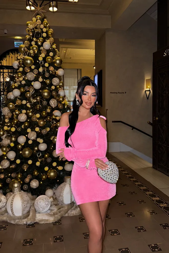 EYYO ATELIER Μίνι Φόρεμα Με Ενα Μανίκι Ροζ Χονδρικό εμπόριο ενδυμάτων Κομψό