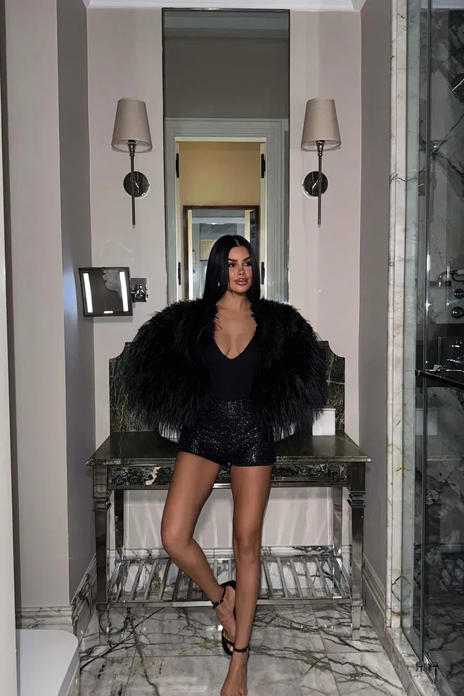 EYYO ATELIER Pantaloncini Con Dettagli In Paillettes Viola Abbigliamento all'ingrosso Autunno