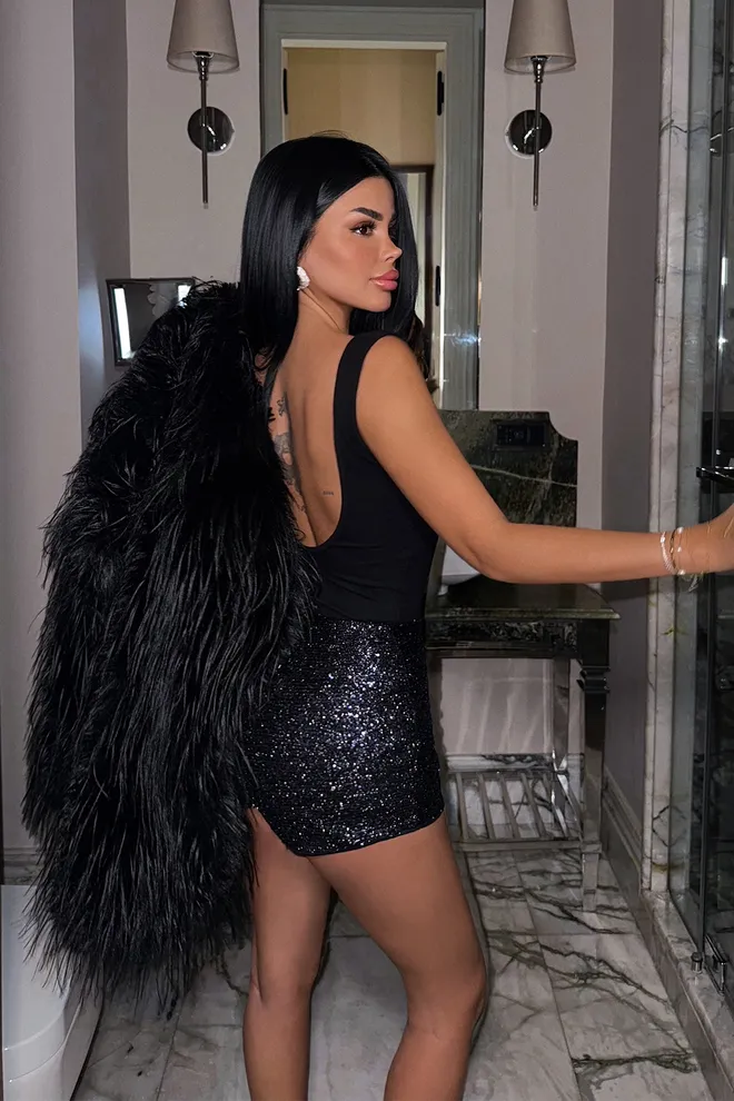 EYYO ATELIER Pantaloncini Con Dettagli In Paillettes Viola Abbigliamento all'ingrosso Glamour