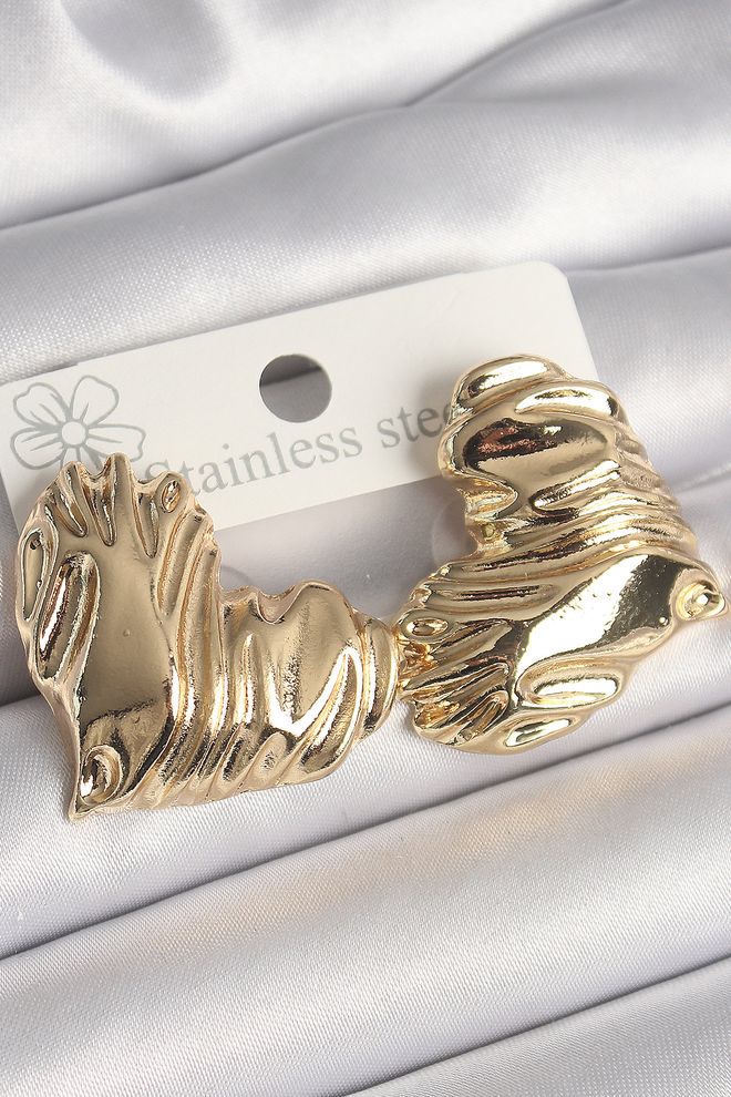 Ebijuteri Messing Goudkleurig Geborduurd Hartmodel Damesoorbellen Groothandel Kleding 0