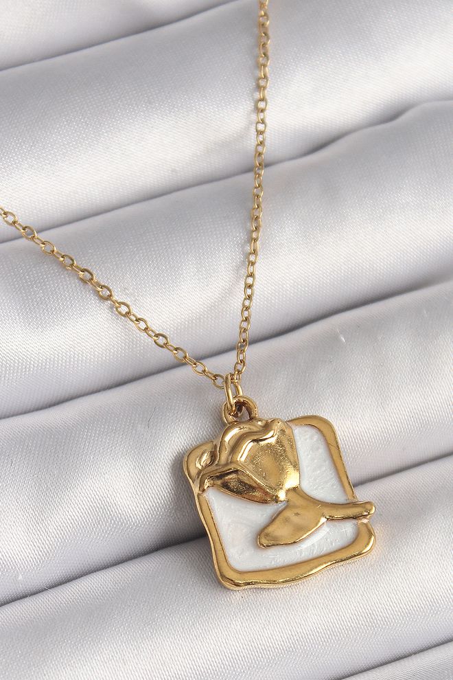 Ebijuteri Ατσάλινη Χρυσή Αλυσίδα 316L Λευκό Σμαλτωμένο Τριαντάφυλλο Μοντέλο Γυναικείου Χονδρικό εμπόριο ενδυμάτων 0