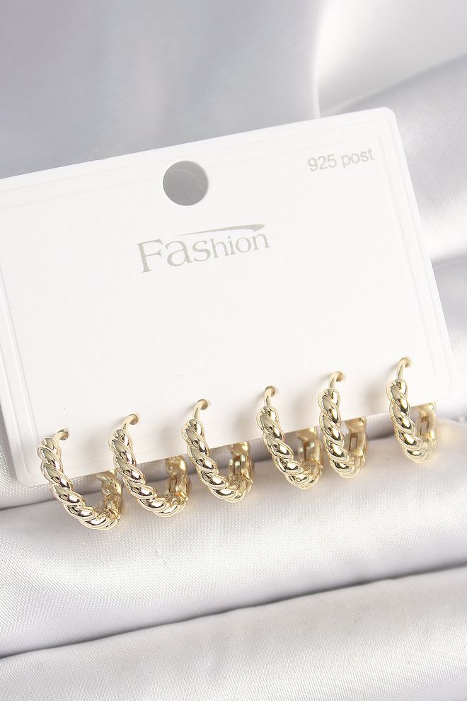 Ebijuteri Σετ Γυναικείων Σκουλαρικιών Με Σπειροειδές Δαχτυλίδι Από Ορείχαλκο Χρυσό Χρώμα 925 Χονδρικό εμπόριο ενδυμάτων 0