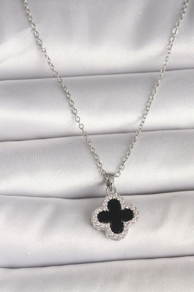 Ebijuteri Γυναικείο Κολιέ Μοντέλο Τριφυλλιού Από Ατσάλι Από Ασήμι 316L Με Ζιργκόν Χονδρικό εμπόριο ενδυμάτων 0