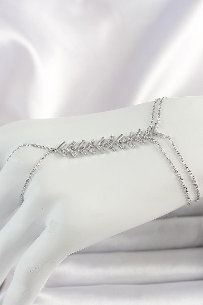 Ebijuteri Ορειχάλκινο Ασημένιο Χρώμα Ζιρκόν Πέτρα V Μοντέλο Γυναικείο Shahmeran Χονδρικό εμπόριο ενδυμάτων 0