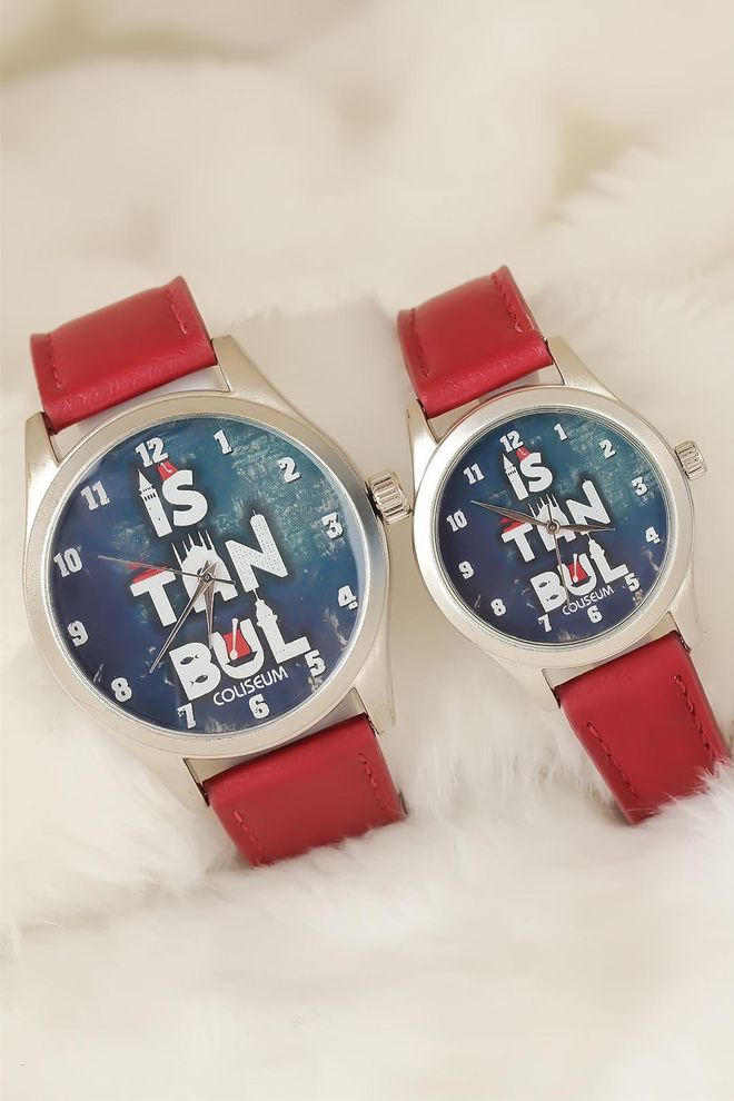 Ebijuteri Geliefde Horloges Van Istanbul Design Met Bordeauxrood Leren Koord Groothandel Kleding 0
