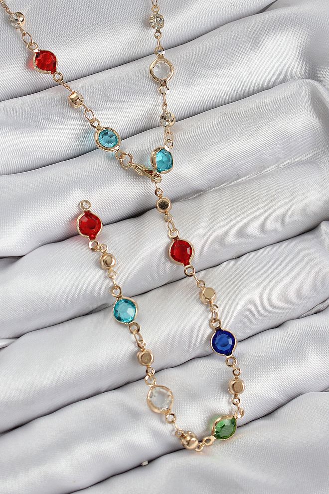 Ebijuteri Collana A Y Da Donna Color Ottone Con Motivo In Zirconi Color Oro Abbigliamento all'ingrosso 0