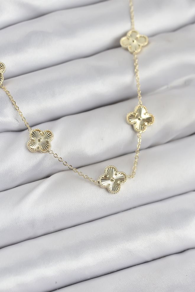 Ebijuteri Brass Gold Color Clover Women Necklace Wholesale Clothing 0