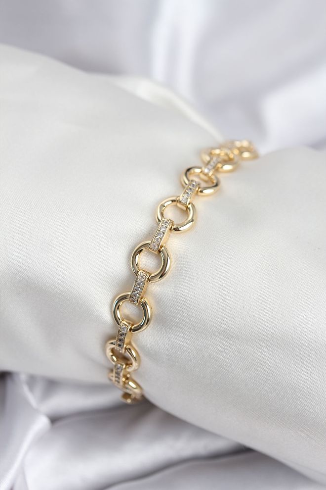 Ebijuteri Bracciale Da Donna In Ottone Serie Vip Color Oro Con Motivo Ad Anello In Linea Abbigliamento all'ingrosso 0