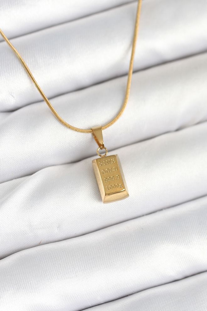 Ebijuteri Collana Modello Mini Ingot Gold In Acciaio 316l Color Oro Abbigliamento all'ingrosso 0