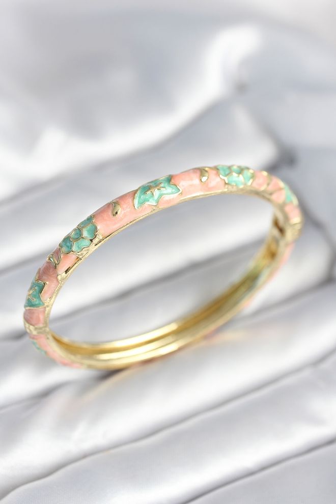 Ebijuteri Green Color Detailed Enameled Clamp Wholesale Clothing 0