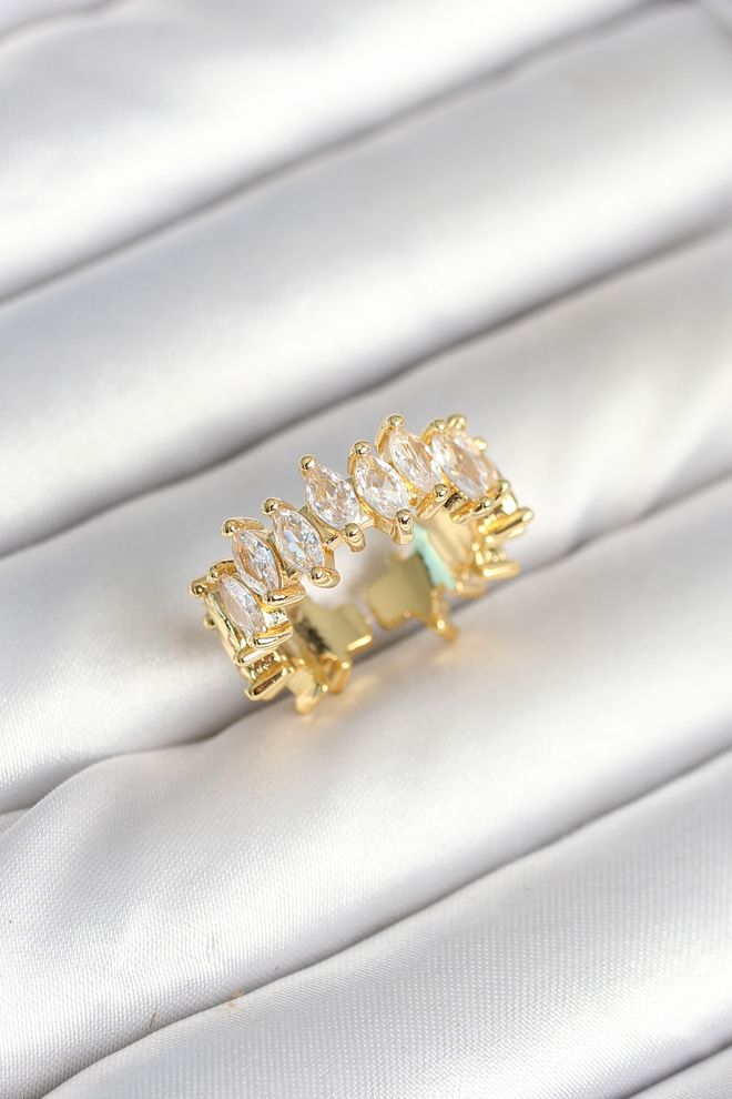 Ebijuteri Brass Barley Baguette Zircon Stone Women's Ring Wholesale Clothing 0