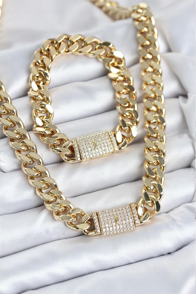 Ebijuteri Σετ Κολιέ Και Βραχιόλι Xuping Gourmet Σε Χρυσό Χρώμα Χονδρικό εμπόριο ενδυμάτων 0