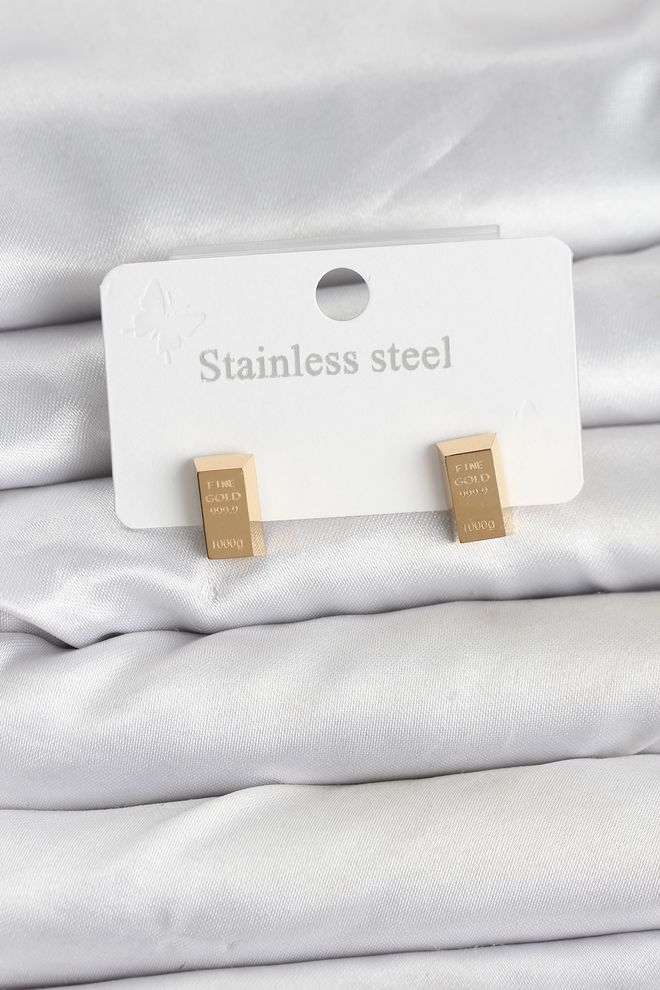 Ebijuteri 316l Stalen Goudkleurige Ingot Gouden Model Damesoorbellen Groothandel Kleding 0