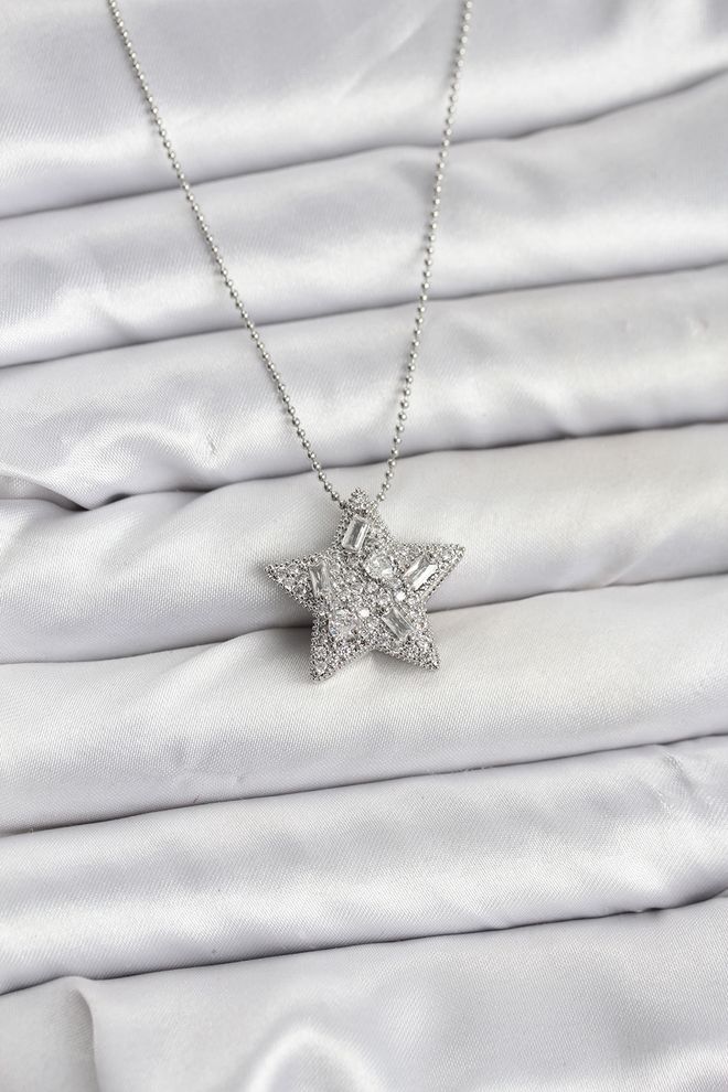 Ebijuteri 316l Stalen Ketting Zilverkleurige Ketting Zilveren Stermodel Damesketting Groothandel Kleding 0