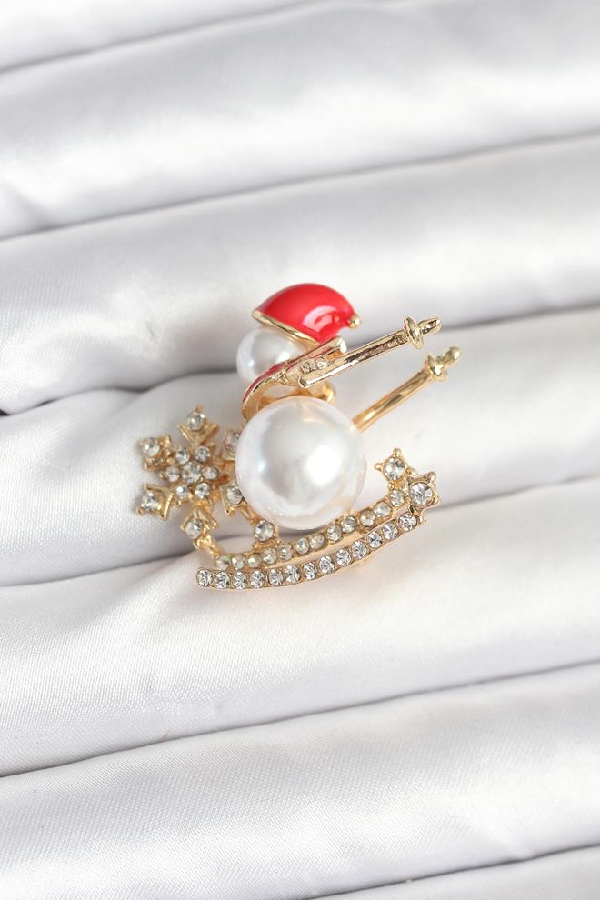 Ebijuteri Božična Tematska Broška Modela Snežaka S Sankami Oblačila na debelo 0