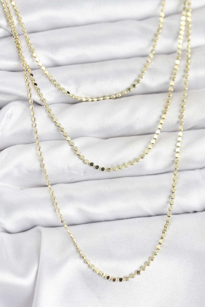 Ebijuteri Collar Para Mujer Con Cadena De Acero 316L Color Dorado Cadena Aplastada Modelo 3 Piezas Ropa al por mayor 0