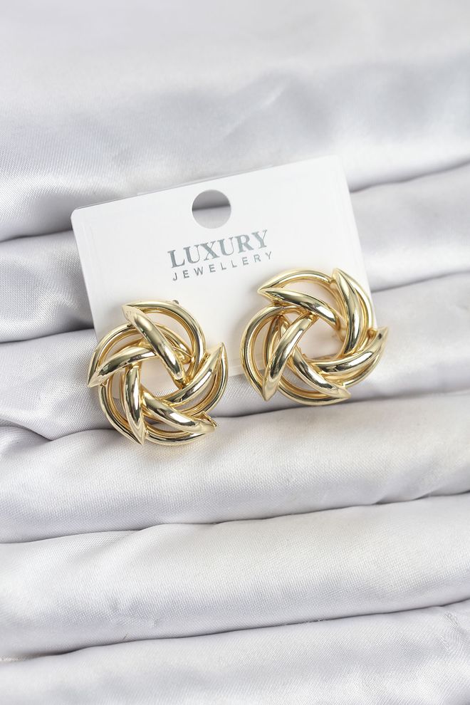 Ebijuteri Ženski Uhani Iz Medenine Z Ostrim Spiralnim Vzorcem Zlate Barve Oblačila na debelo 0