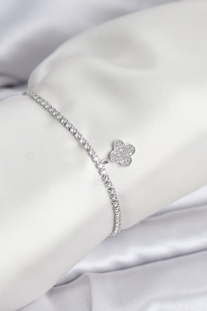 Ebijuteri Zapestnica Za Dvigalo Za Vodne Poti Clover Model Circon Stone Srebrne Barve Oblačila na debelo 0