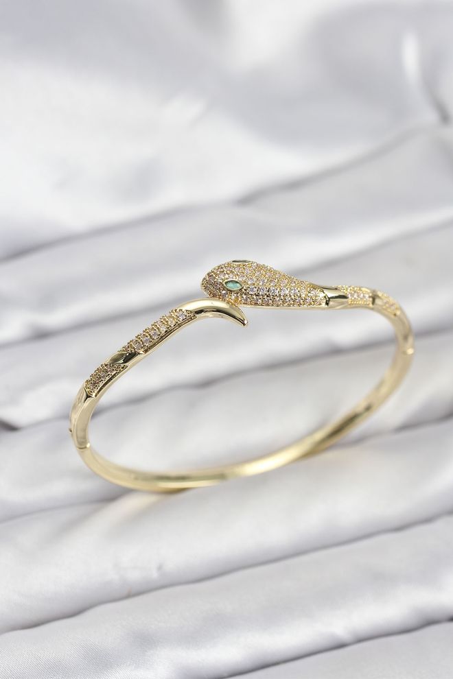 Ebijuteri Ženska Zapestnica Z Objemkami Iz Medenine Iz Cirkonske Kamne Kače Oblačila na debelo 0