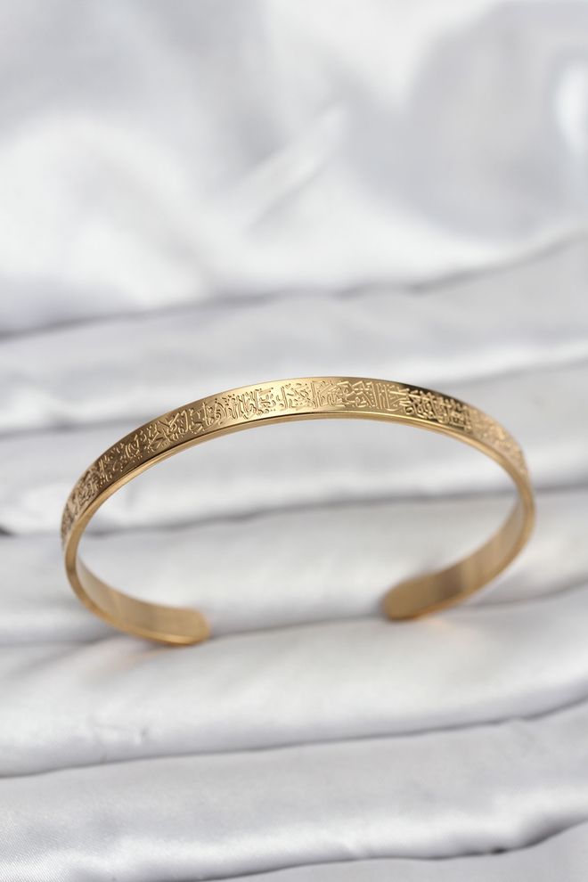 Ebijuteri Brazalete De Acero 316L Con Inscripción En Forma De Atril En Forma De Verso En Color Dorado Ropa al por mayor 0