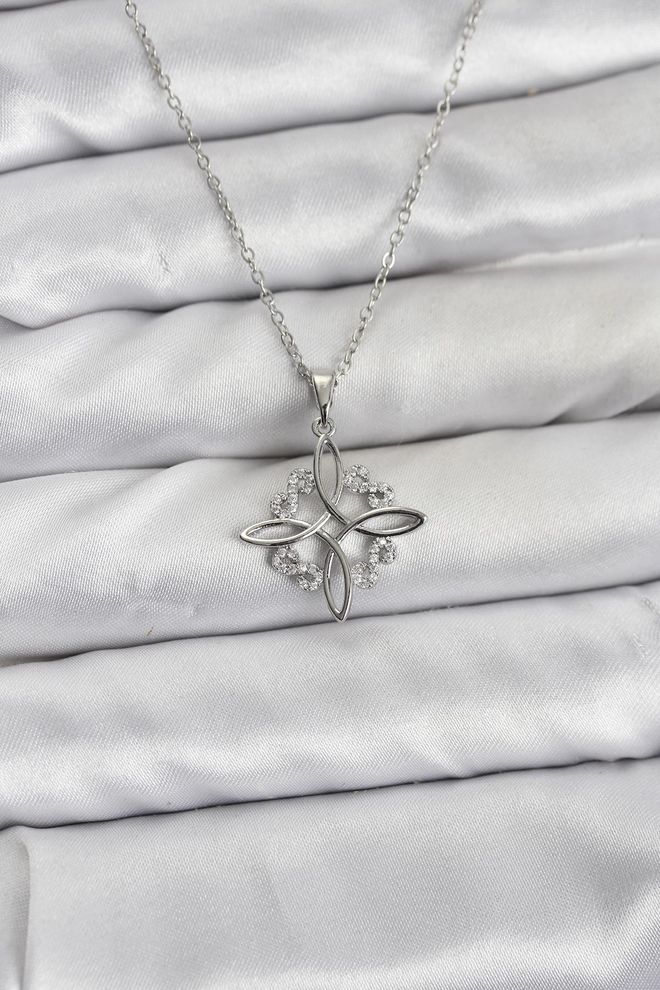 Ebijuteri 316l Stalen Ketting Zilverkleurig Infinity Model Zirkoonsteen Damesketting Groothandel Kleding 0