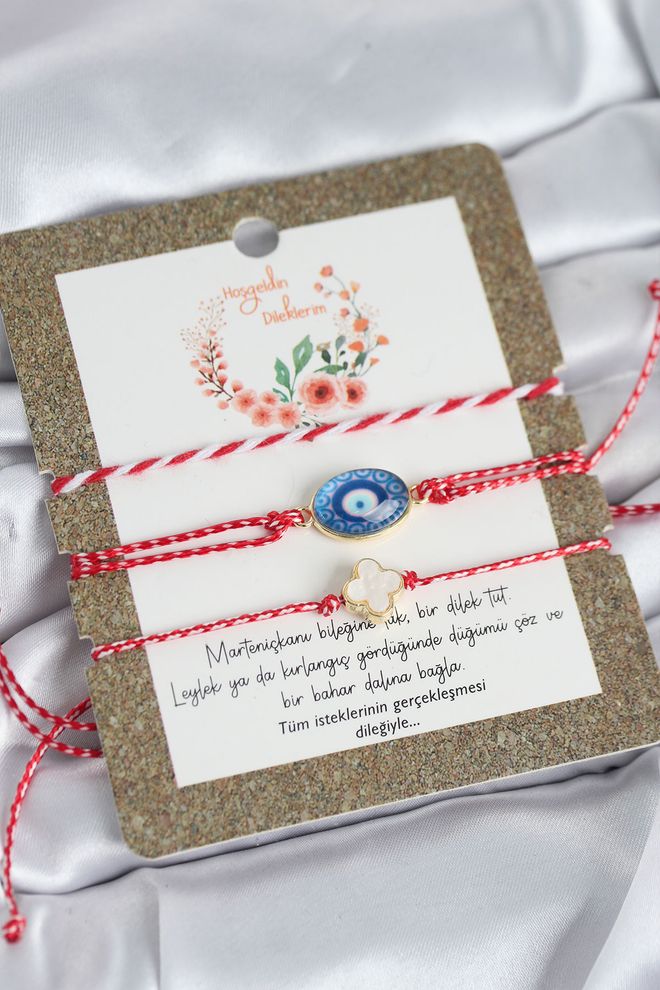 Ebijuteri Pulseira Marteniçka Modelo Clover And Nazar De 3 Peças Roupas por atacado 0