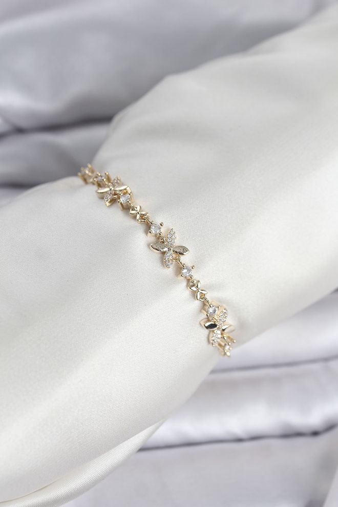 Ebijuteri Zlatá Farba Ďateliny Model Zirkónového Kamenného Výťahu Dámsky Náramok Veľkoobchod s oblečením 0