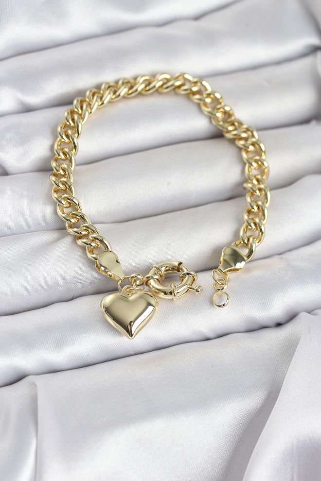 Ebijuteri Dámsky Mosadzný Náramok So Zlatou Farbou Srdca Veľkoobchod s oblečením 0