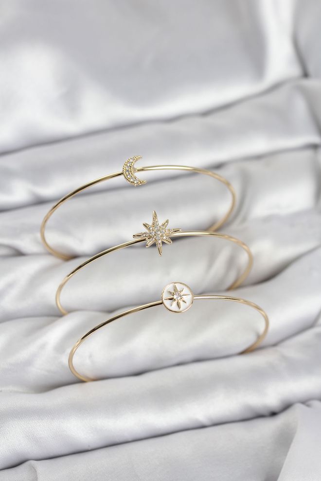 Ebijuteri Zlatá Farba Zirkónového Kameňa Polar Star Model 3 dielny Dámsky Náramok Combo Veľkoobchod s oblečením 0